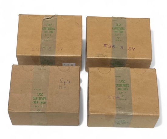 128rds. of .303 BRITISH Mk7 Ammunition in 4 Factory Boxes Dated 1954-1957