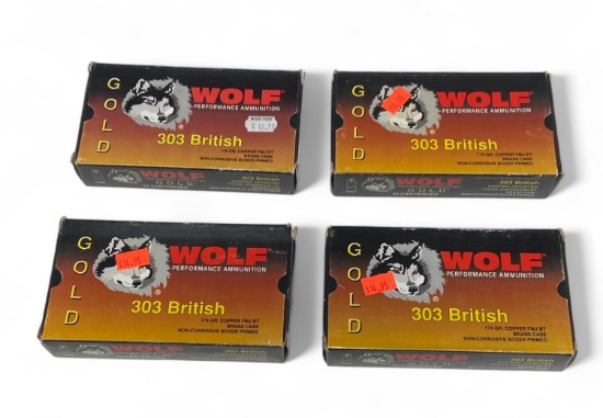 NIB 80rds. of .303 BRITISH 174gr. Copper FMJ BT Gold Wolf Performance Ammunition