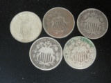 (5) Shield Nickels