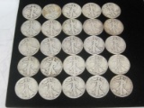 Lot of (25) Walking Liberty Half Dollars