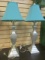 Pair of Silver Toned Lamps with Teal Shades.