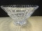 Crystal Bowl Art Deco Ribbed Line and Circle Design on Pedestal Base