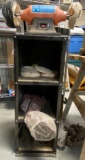 6'' Bench Buffer  Mounted on Metal 3 Shelf Stand. Needs Cleaning;