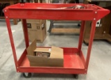 Metal Rolling Utility Cart and Sanding Supplies.