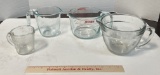 Four Glass Measuring Cups. Two Four Cups, a Two Cup and a One Cup.