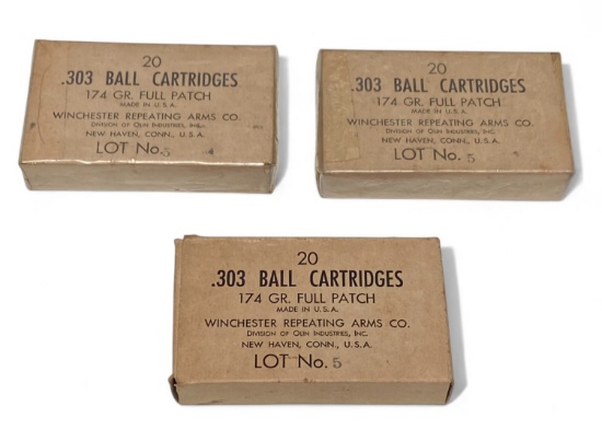 NIB Vintage 31rds. .303 BRITISH BALL 174gr. Full Patch WRA Co. Ammunition 