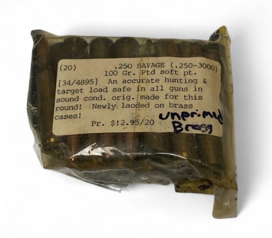 20rds. of .250 SAVAGE 100gr. SP Unprimed Brass for Reloading