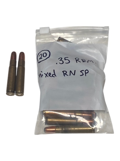 20rds. of Collectible .35 REM. Mixed RNSP Factory Ammunition 