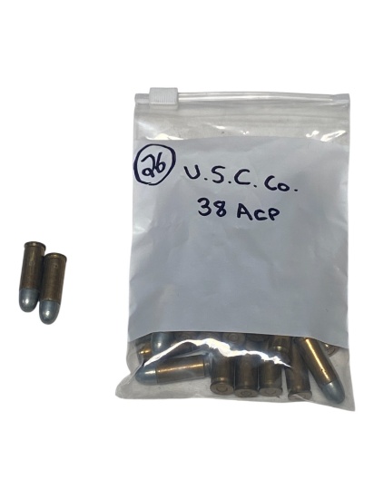 26rds. of Collectible .38 ACP U.S.C. Co. Factory Ammunition 