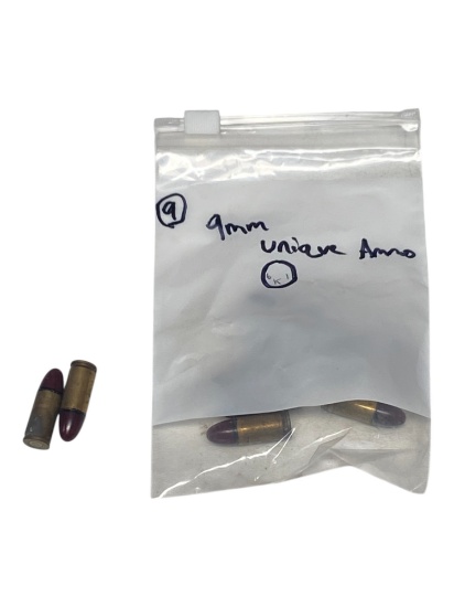 9rds. of Unique Collectible 9mm Ammunition 