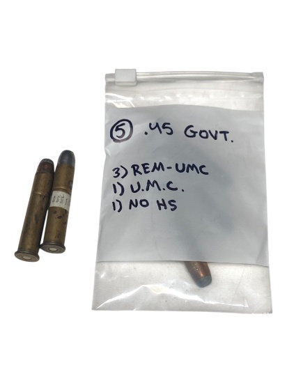 5rds. of Collectible .45 GOVT Factory Ammunition