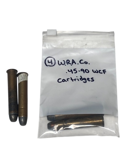 (4) Collectible .45-90 WCF W.R.A. Co. Cartridges