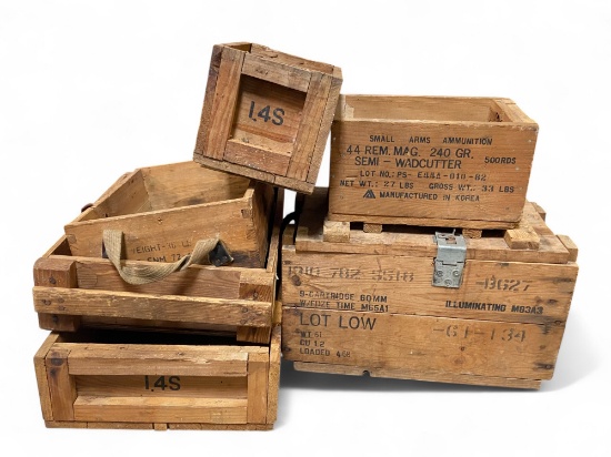 (6) Military Related Wooden Ammo Crates  *LOCAL PICKUP ONLY*