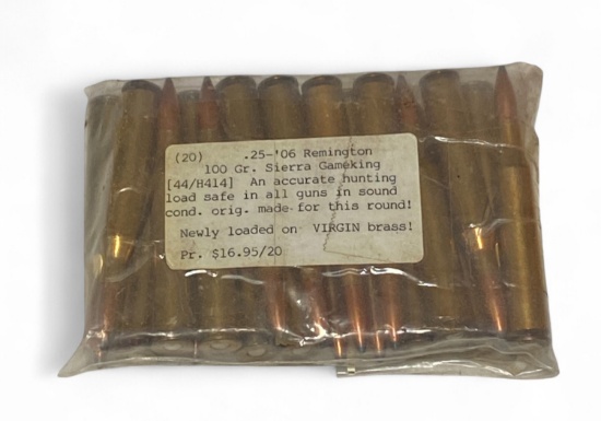20rds. of .25-06 REMINGTON 100gr. Sierra Gameking Factory Ammunition 