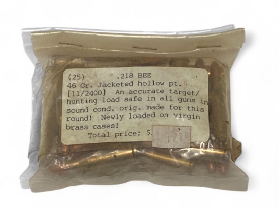 25rds. of .218 BEE 46gr. JHP Ammunition 