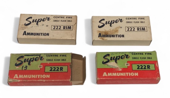 NIB Vintage 20rds. of .222 REM 50gr. SP Super Brass and 30rds. of .222R 50gr. SP Ammunition 