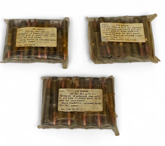 60rds. of Rare .256 NEWTON SP Factory Ammunition 