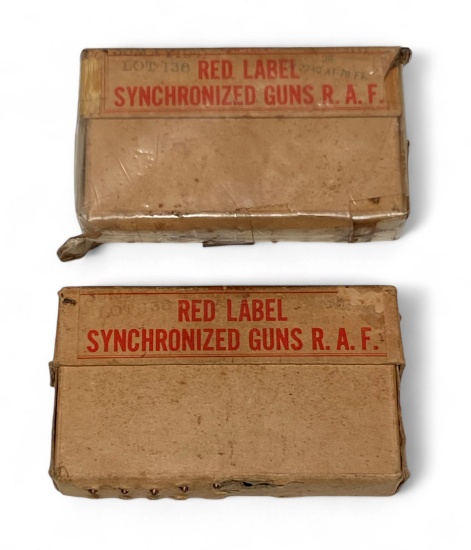 NIB Vintage and Collectible 32rds. of .300 CAL. (.30-06) Red Label Synchronized Guns RAF Ammunition