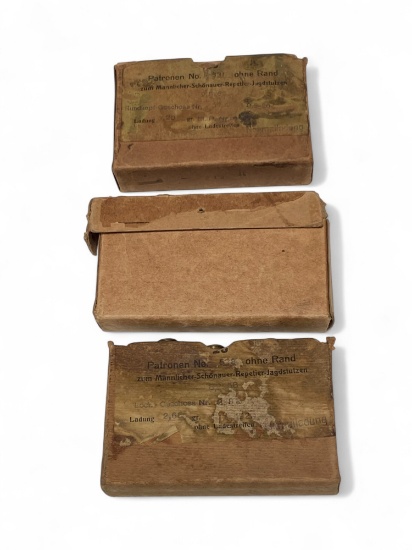 34rds. of Vintage & Rare DWM 9.5x57mm & 8x56mm + .30 Army Full Patch Ammunition 