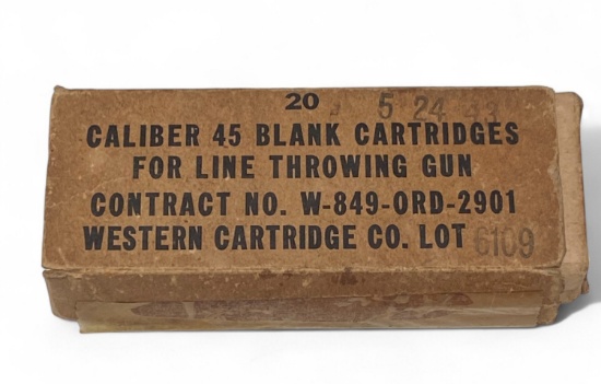 Vintage 18rds. of .45 CAL. Line Throwing Blanks Ammunition