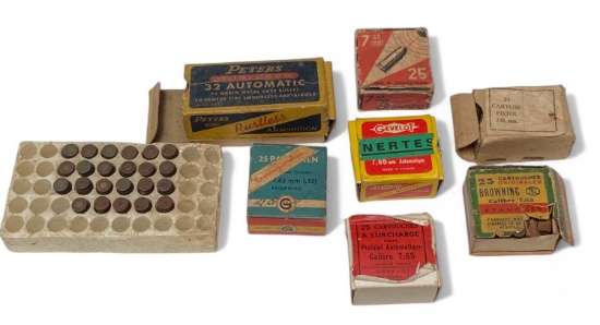 NIB Vintage and Collectible 149rds. of .32 ACP & 7.65mm Ammunition and (15) .32 ACP Dummy Rounds