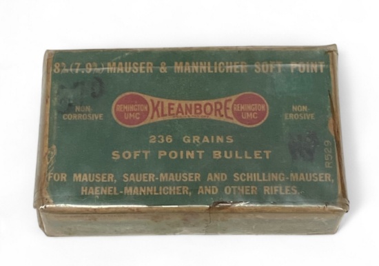NIB Vintage and Collectible Sealed 20rds. of 8mm Mauser & Mannlicher 236gr. SP Remington Ammunition