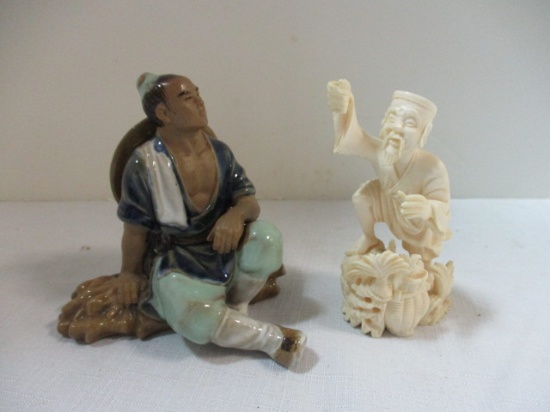 Oriental Resin and Porcelain Figurine.