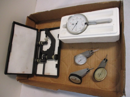 4 Dial Test Indicators, Mitutoyo, SPI, Brown & Sharpe, Universal Indicator Holder Clamp 1-7/8''.