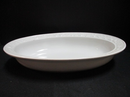 Large White Fruit Edged Oval Bowl. P146 038 Stamped on Bottom.