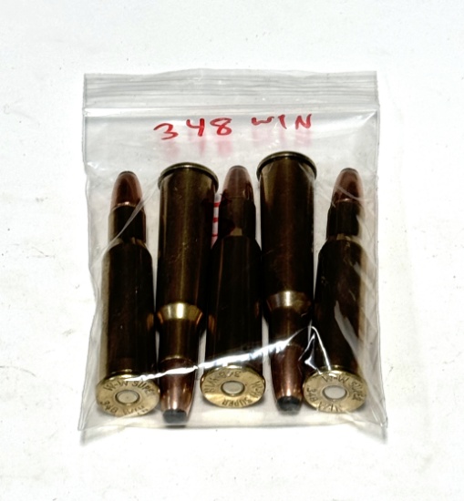 5rds. of .348 WIN. Factory Ammunition