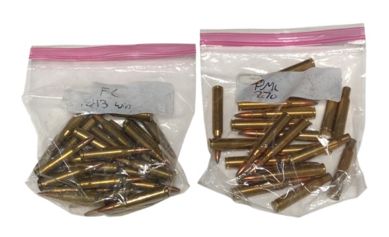 26rds. of  .243 WIN. And 15rds. of  .270 WIN. Factory Ammunition and (4) .270 WIN. Brass