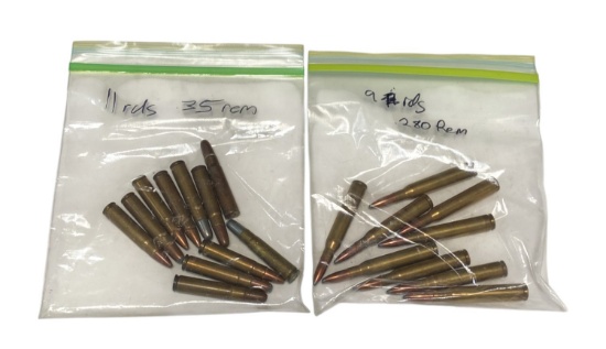 11rds. of .35 REM. And 9rds. of .280 REM. Factory Ammunition