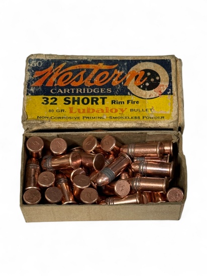 NIB 36rds. of Vintage and Collectible .32 SHORT Rimfire Western Lubaloy Ammunition 