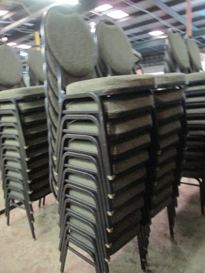 20 Virco Black Metal Stacking Chairs with Black/Grey Swirl Design Upholstery