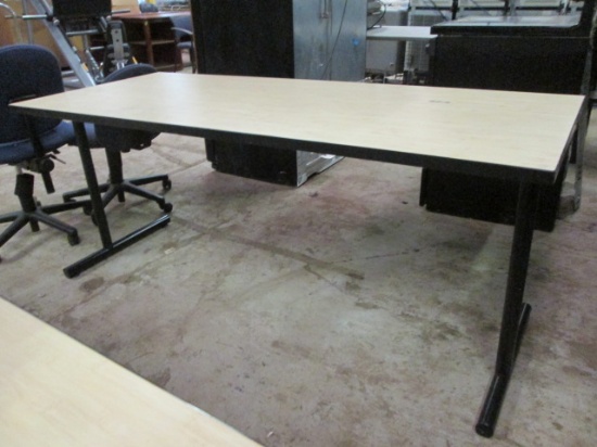 Wood Grain Top Metal Leg Work Table