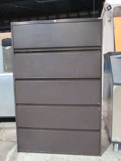 Steelcase Brown Metal 5 Drawer Lateral File Cabinet