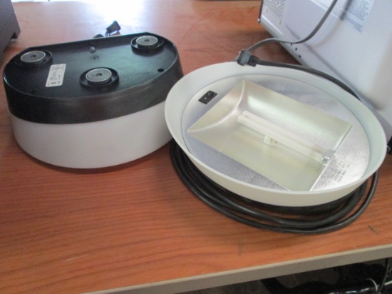 Two TU200 Office Furnishings Plug-In Magnetic Base Fluorescent Light Fixtures