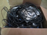 Box of Various Electronic Cables and Connectors