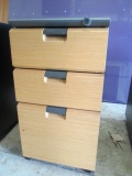 Grey/Woodgrain Finish 3 Drawer File Cabinet
