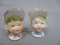 Vintage Boy & Girl  Salt & Pepper Shakers In White Caps w/Spaghetti Trim
