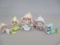 2 Vintage Ceramic Pixie Elf's By Homco & 3 Small Ceramic Elf's