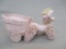 Lefton Pink Spaghetti Poodle & Cart Planter