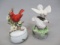 2 Ceramic Music Box Bird Figurines