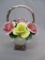 Nuova Capodimonte Porcelain Roses Basket Made in Italy