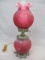 Vintage Fenton Cranberry Opalescent Hobnail Gown With The Wind Lamp