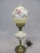 Floral Glass & Brass Gone With The Wind Lamp