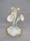1940's Fenton Milk Glass Gold Crest 4 Horn Epergne