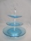 Blue Hobnail Glass 3 Tier Tidbit Server