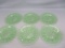 6  1950's Indian Glass  Pebble Leaf Green Salad Plates