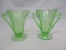 Green Depression Glass Etched Grape Cluster Cream & Sugar